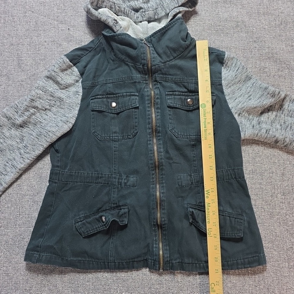 Ashley Utility Collection Size Large Denim & Knit Jacket Zip Front Black Grey L - Picture 3 of 9